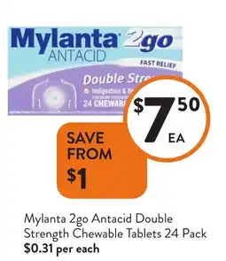 Foodworks Mylanta 2go Antacid Double Strength Chewable Tablets offer