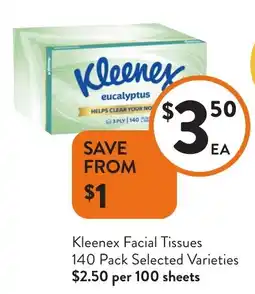 Foodworks Kleenex Facial Tissues offer