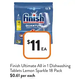 Foodworks Finish Ultimate All in 1 Dishwashing Tablets Lemon Sparkle offer