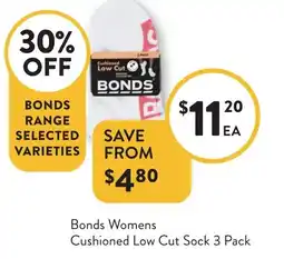 Foodworks Bonds Womens Cushioned Low Cut Sock offer
