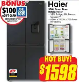 The Good Guys Haier Quad Door Refrigerator offer