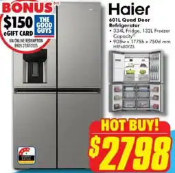 The Good Guys Haier Quad Door Refrigerator offer