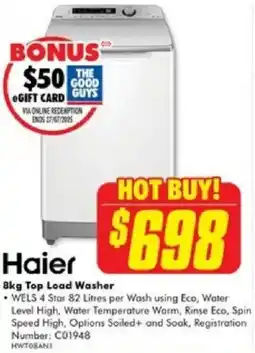The Good Guys Haier Top Load Washer offer