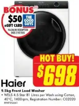 The Good Guys Haier Front Load Washer offer
