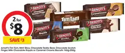 Coles Arnott's Tim Tam, Mint Slice, Chocolate Teddy Bear, Chocolate Scotch Finger, or Caramel Crowns Biscuits offer