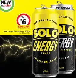 Coles Solo lemon energy drink offer