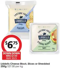 Coles Liddells Cheese Block, Slices or Shredded offer