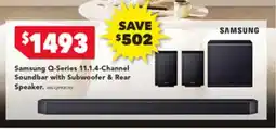 Harvey Norman Samsung Q-Series 11.1.4-Channel Soundbar with Subwoofer & Rear Speaker. offer
