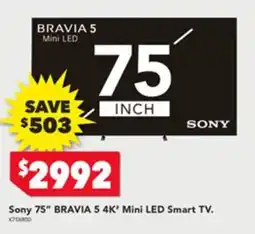Harvey Norman Sony 75" BRAVIA 5 4K* Mini LED Smart TV offer