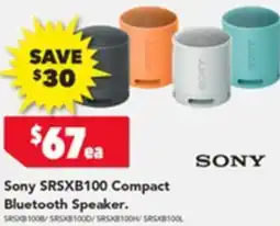 Harvey Norman Sony SRSXB100 Compact Bluetooth Speaker offer