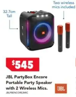 Harvey Norman JBL PartyBox Encore Portable Party Speaker with 2 Wireless Mics offer