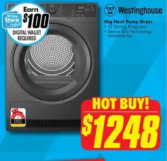 The Good Guys Westinghouse 9kg Heat Pump Dryer offer