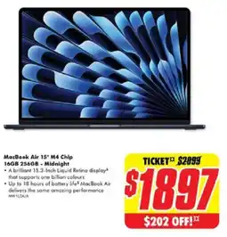 The Good Guys MacBook Air 15° M4 Chip 16GB 256GB - Midnight offer