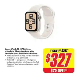 The Good Guys Apple Watch SE (GPS) 40mm -Starlight Aluminium Case with Starlight Sport Band Small/Medium offer