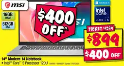 JB Hi-Fi msi 14" Modern 14 Notebook offer
