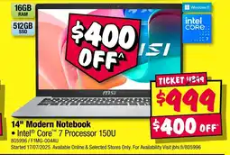 JB Hi-Fi msi 14" Modern Notebook offer