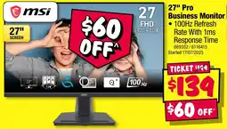 JB Hi-Fi msi 27" Pro Business Monitor offer
