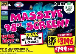 JB Hi-Fi TCL 98" 4K QLED UHD Google TV offer