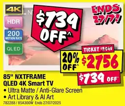 JB Hi-Fi 85" nxtframe QLED 4K Smart TV offer