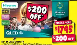 JB Hi-Fi Hisense 85" 4K QLED Smart TV offer