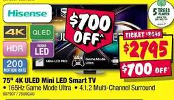 JB Hi-Fi Hisense 75" 4K ULED Mini LED Smart TV offer