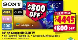JB Hi-Fi SONY 65" 4K Google QD OLED TV offer