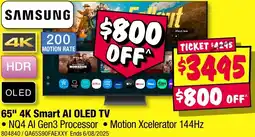 JB Hi-Fi SAMSUNG 65" 4K Smart AI OLED TV offer