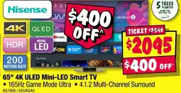 JB Hi-Fi Hisense 65" 4K ULED Mini-LED Smart TV offer