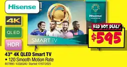 JB Hi-Fi Hisense 43" 4K QLED Smart TV offer