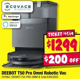 JB Hi-Fi ECOVACS Deebot t50 pro omni robotic vac offer
