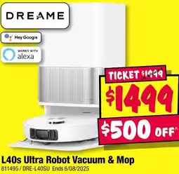JB Hi-Fi DREAME L40s Ultra Robot Vacuum & Mop offer
