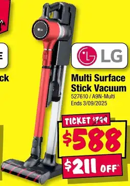 JB Hi-Fi LG Multi Surface Stick Vacuum offer