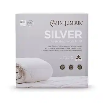 Harris Scarfe Minijumbuk silver 400gsm australian wool quilt qb offer