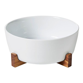 Harris Scarfe Soren acacia ceramic bowl with stand offer