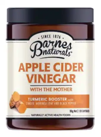 Chemist Warehouse Barnes naturals apple cider vinegar with the mother turmeric boost 120 capsules offer