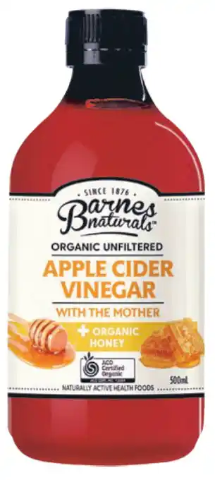 Barnes naturals organc apple cider vinegar with the mother and honey 500ml