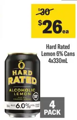 Liquorland Hard Rated Lemon 6% Cans offer