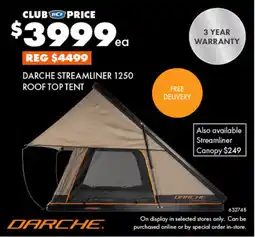 BCF Darche streamliner 1250 roof top tent offer