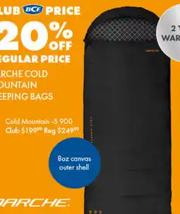 BCF Darche cold mountain sleeping bags offer