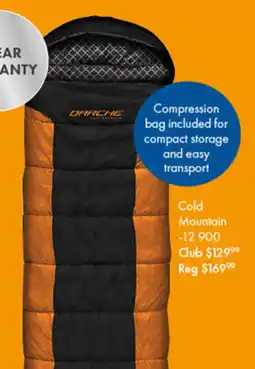 BCF Darche cold mountain sleeping bags offer