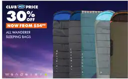 BCF All wanderer sleeping bags offer