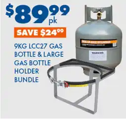 BCF 9kg lcc27 gas bottle & large gas bottle holder bundle offer