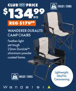 BCF Wanderer duralite camp chairs offer
