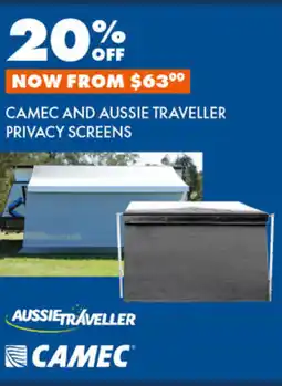 BCF Camec and aussie traveller privacy screens offer