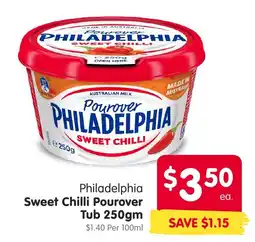 Spar Philadelphia sweet chilli pourover Tub offer