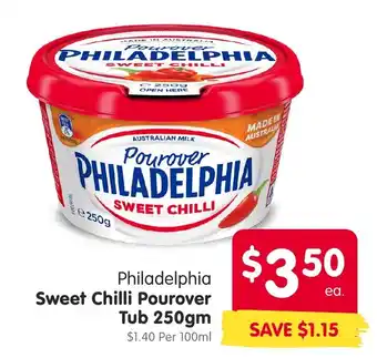 Spar Philadelphia sweet chilli pourover Tub offer