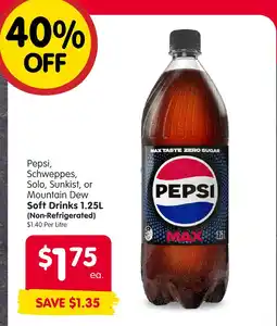 Spar Pepsi, schweppes, solo, sunkist, or mountain dew soft drinks offer