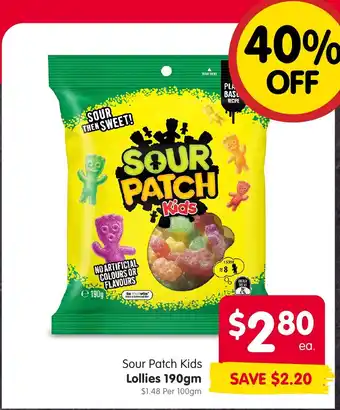Spar Sour Patch Kids Lollies offer