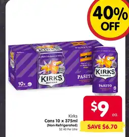 Spar Kirks cans (non-refrigerated) offer