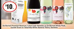 IGA Liquor De Bortoli Premium Reserve Cask Varieties or De Bortoli Windy Peak, Upside Down or Tatachilla White Admiral offer